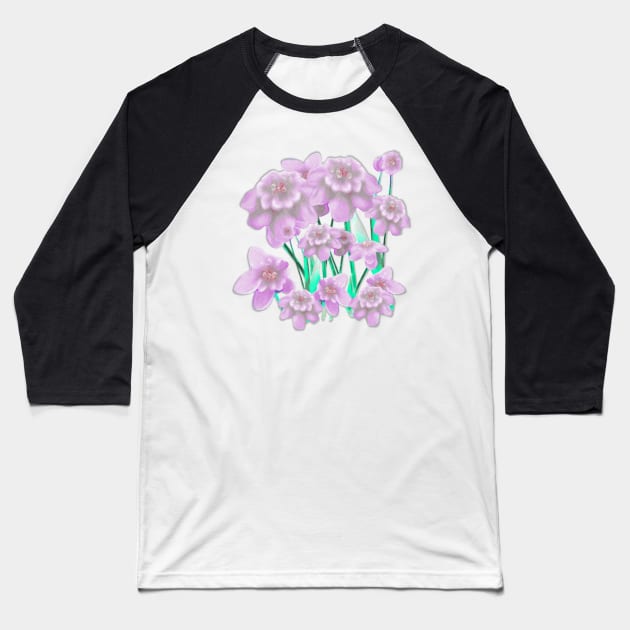 Soft Lilac Flowers and Dew Drops Baseball T-Shirt by KC Morcom aka KCM Gems n Bling aka KCM Inspirations